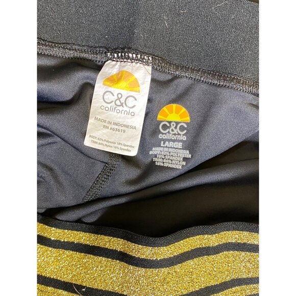 C&C California Large Black Velvet Star‎ Cold-Shoulder Top Gold Leggings Set Yoga - Picture 7 of 10